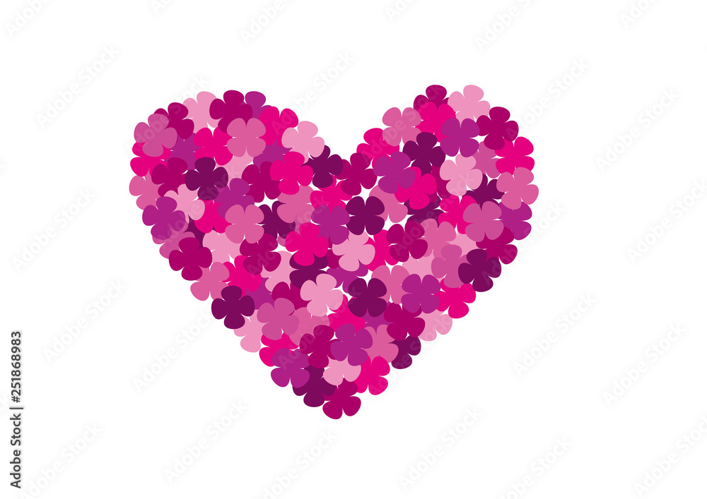 Romantic vector heart made out of flowers