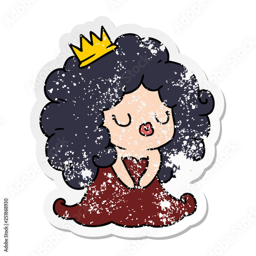 distressed sticker cartoon of cute kawaii girl