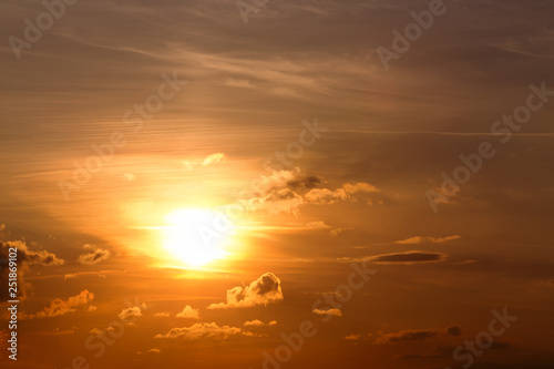 Yellow dramatic sunset sky, natural background or backdrop for sky replacement © ArtushFoto