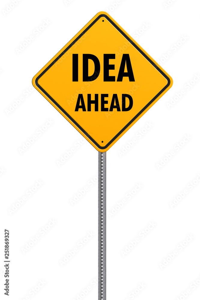 yellow square caution sign with text idea ahead yellow square caution sign with text idea ahead