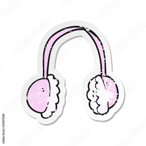 retro distressed sticker of a cartoon ear muffs