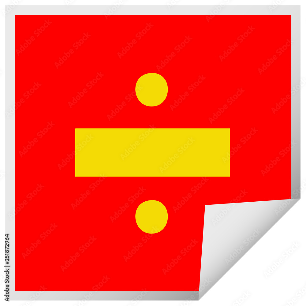 square peeling sticker cartoon division symbol square peeling sticker cartoon division symbol