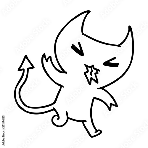 line drawing of a kawaii cute demon