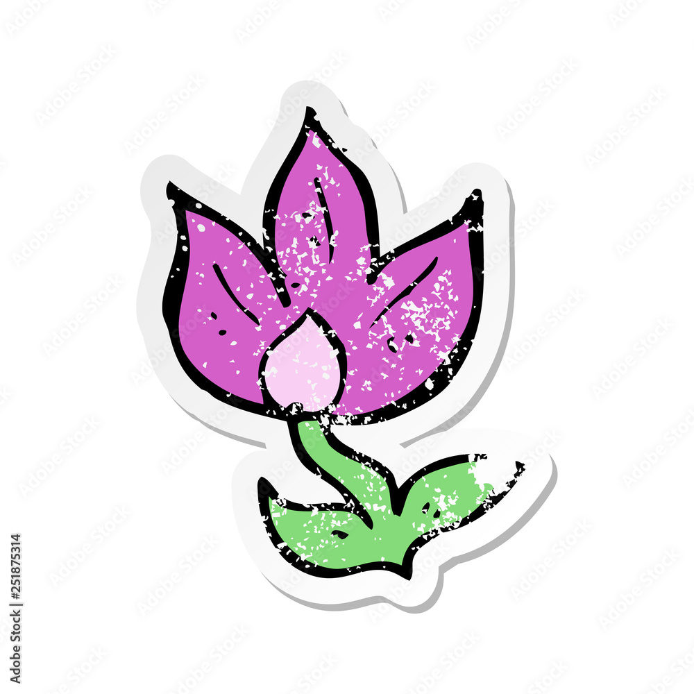 retro distressed sticker of a cartoon flower retro distressed sticker of a cartoon flower