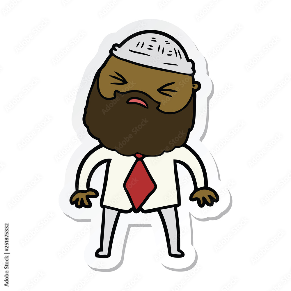 sticker of a cartoon man with beard