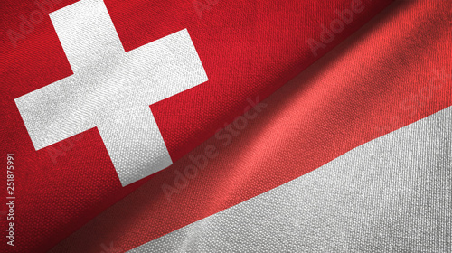 Switzerland and Solothurn canton two flags textile cloth, fabric texture