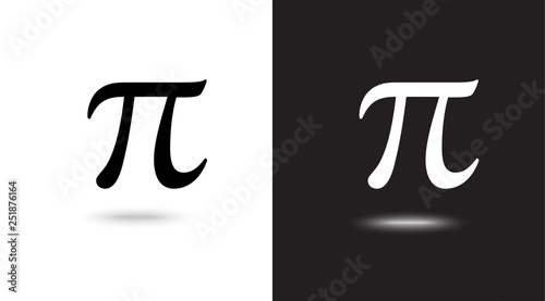Vector sign Pi on black and white background
