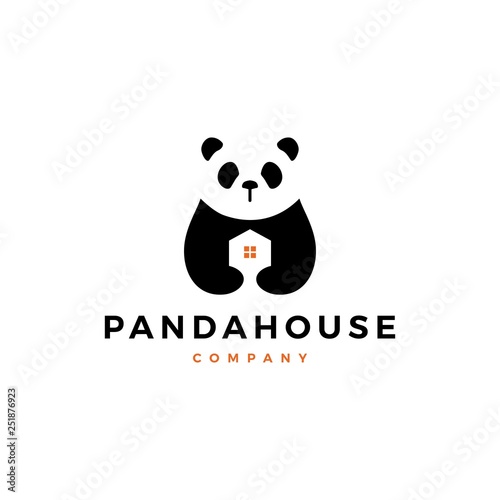 panda house logo vector icon illustration