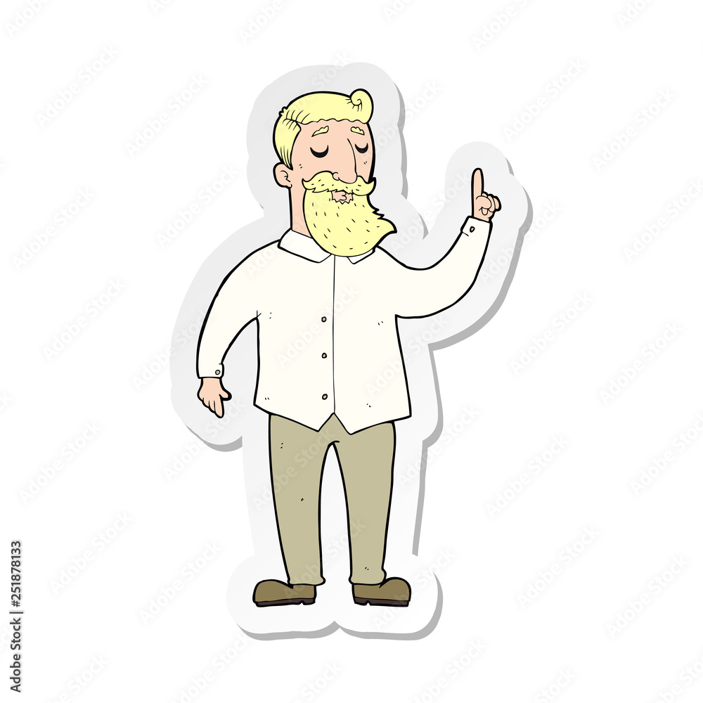 sticker of a cartoon bearded man with idea