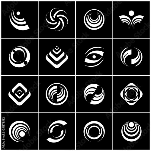 Design elements set. Abstract black and white icons.