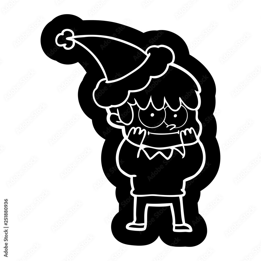 happy cartoon icon of a man wearing santa hat happy cartoon icon of a man wearing santa hat