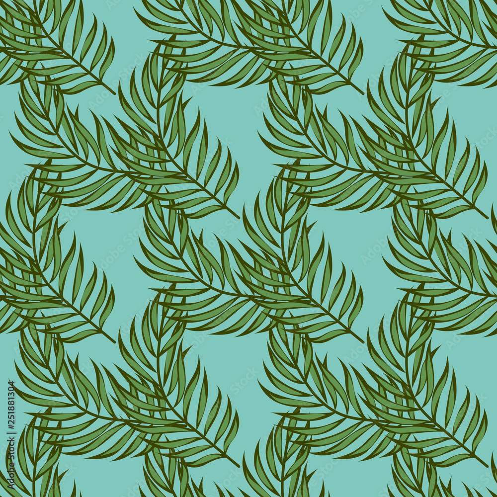 Leaf palms pattern.Tropical seamless pattern with palm leaves. Exotic leaves.