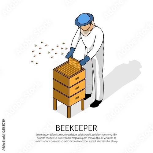 Beekeeper Isometric Illustration