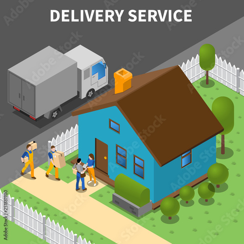 Delivery Service Isometric Background
