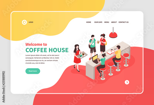 Coffee House Isometric Banner