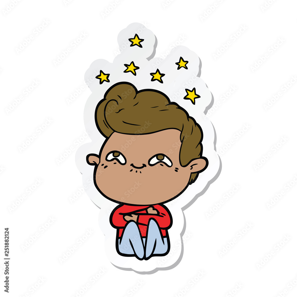 sticker of a cartoon excited man