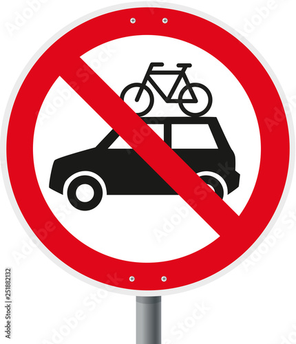 Schild Verbot mit Piktogramm Fahrrad als Dachgepäck