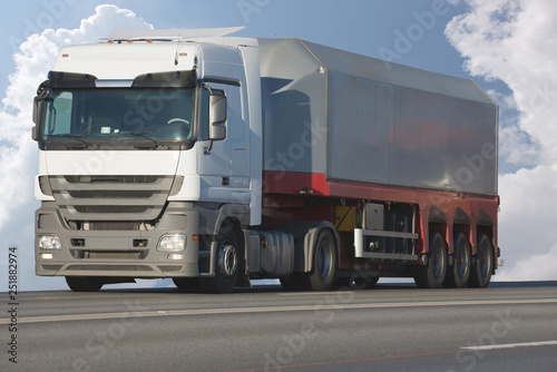 The truck on asphalt road