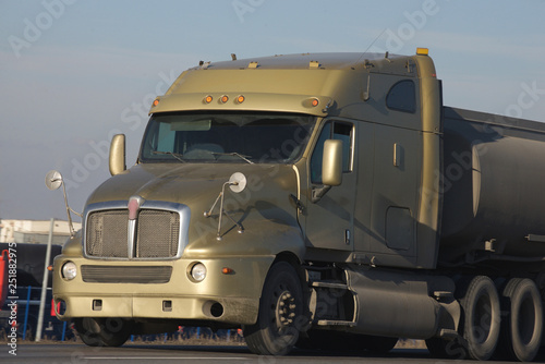 The truck on asphalt road
