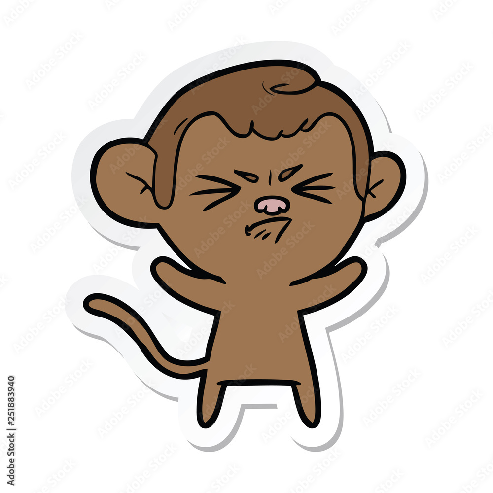 sticker of a cartoon annoyed monkey sticker of a cartoon annoyed monkey
