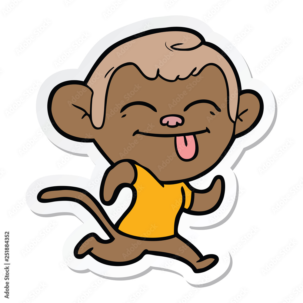 sticker of a funny cartoon monkey sticker of a funny cartoon monkey