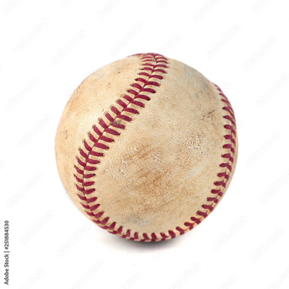 worn baseball isolated on white background, sport worn baseball isolated on white background, sport
