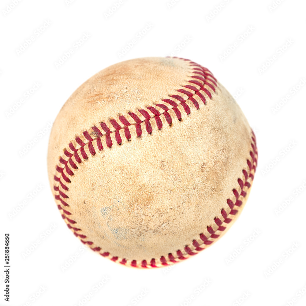 worn baseball isolated on white background, sport worn baseball isolated on white background, sport