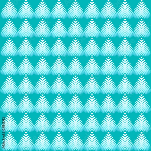Pattern of white hearts and azure flowers on a blue background.