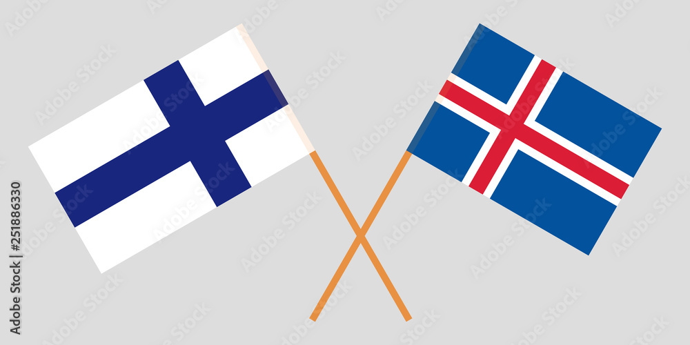 Iceland and Finland. The Icelandic and Finnish flags. Official colors. Correct proportion. Vector