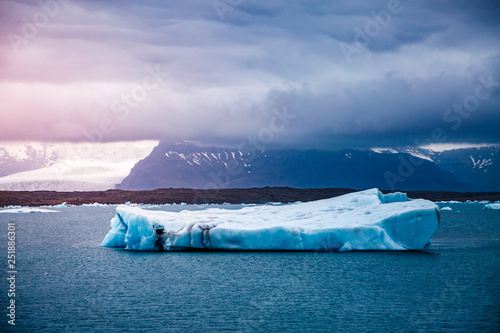Large pieces of the iceberg in Jokulsarlon lagoon. Vatnajokull national park, Iceland.