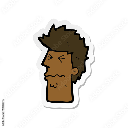 sticker of a cartoon stressed out face