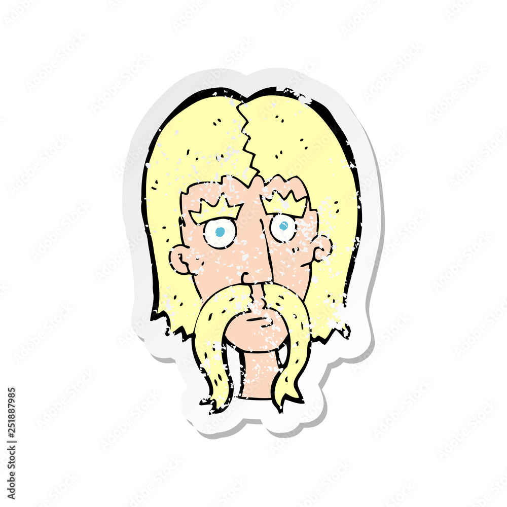 retro distressed sticker of a cartoon man with long mustache retro distressed sticker of a cartoon man with long mustache
