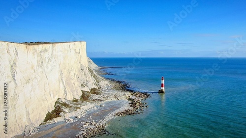 Cliff and lighthouse with a sea view