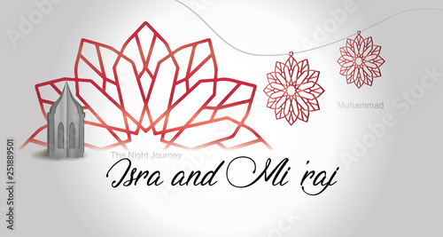 background islamic religius isra miraj template vector
