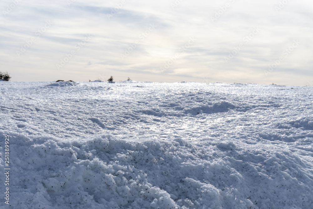 winter landscape with snow and blue sky