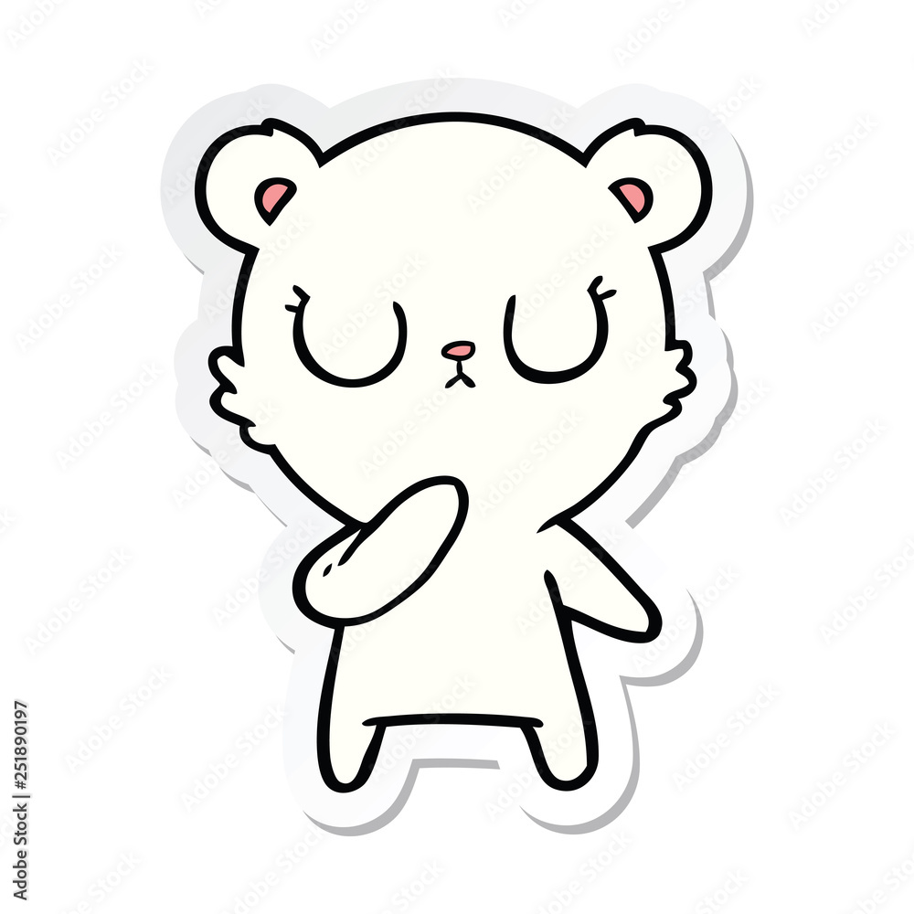 sticker of a peaceful cartoon polar bear sticker of a peaceful cartoon polar bear