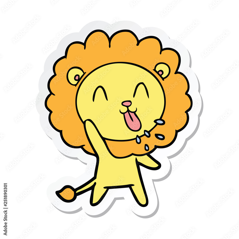 sticker of a happy cartoon lion sticker of a happy cartoon lion