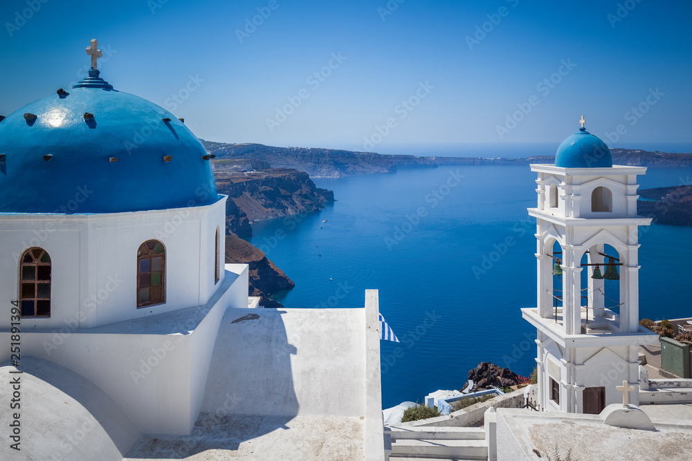 Fototapeta premium The Anastasi Church in Imerovigli against the Santorini caldera, Santorini, Greece