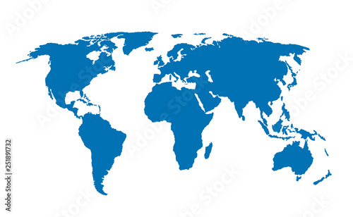 Blue vector World Map isolated illustration  vector illustration map