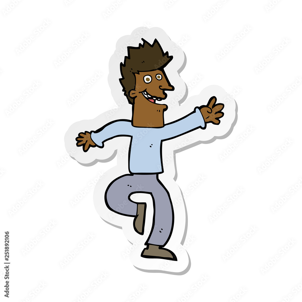 sticker of a cartoon happy man