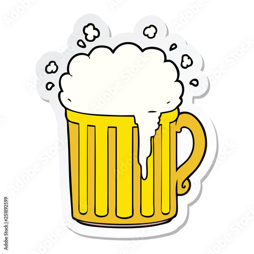 sticker of a cartoon mug of beer