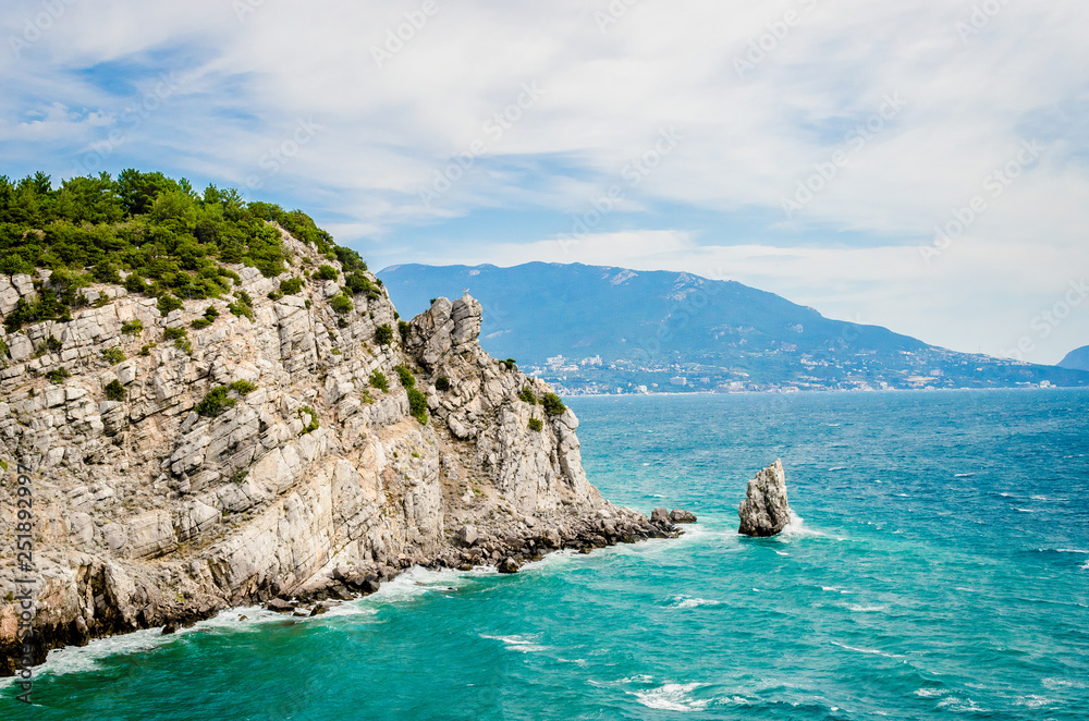 Coast and cliffs of the Black Sea near Yalta in the Republic of Crimea