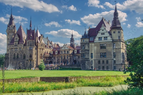 Castle in Moszna, castles for princesses like from a fairy tale are very popular among tourists, the palace has 365 rooms and 99 towers and turrets, an example of a palace from the 19th century