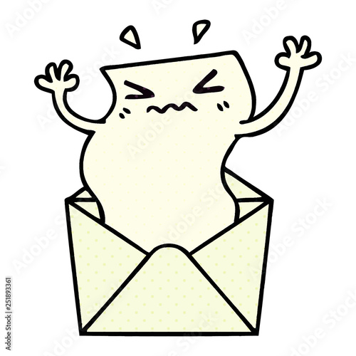 quirky comic book style cartoon letter and envelope