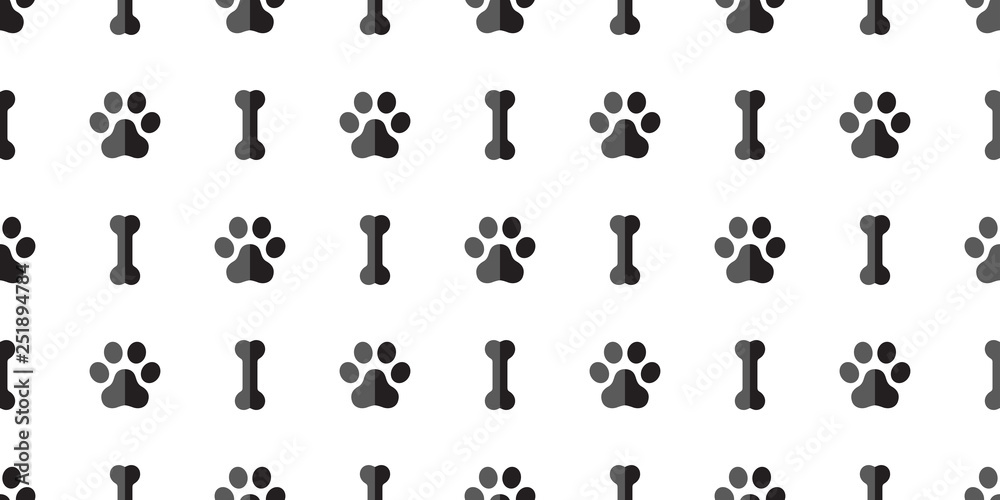 dog bone seamless pattern dog paw vector tile repeat background scarf isolated wallpaper