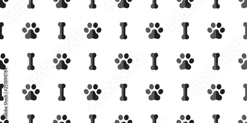 dog bone seamless pattern dog paw vector tile repeat background scarf isolated wallpaper