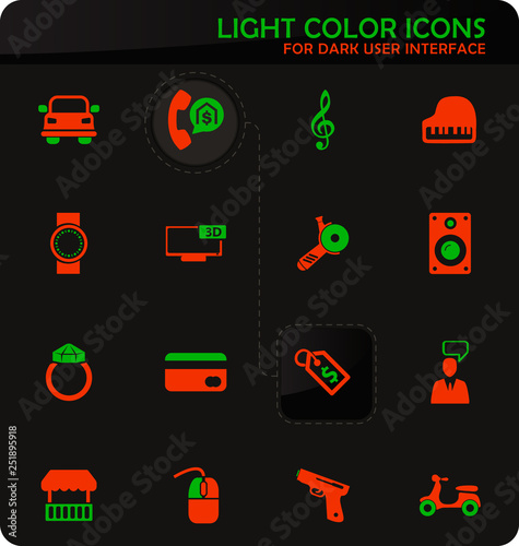 Pawnshop icons set