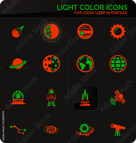 Space icons set