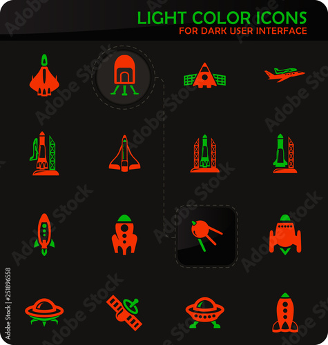 Space platform icons set