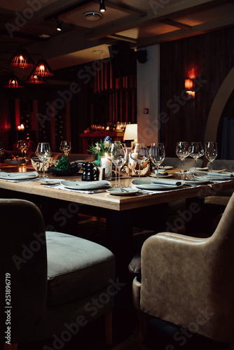 luxury tableware beautiful table setting in restaurant